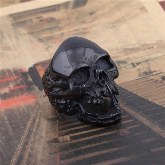 Solid Death Skull Zombi Mens Solid Stainless Steel Ring Trendy - Picture 4 of 8